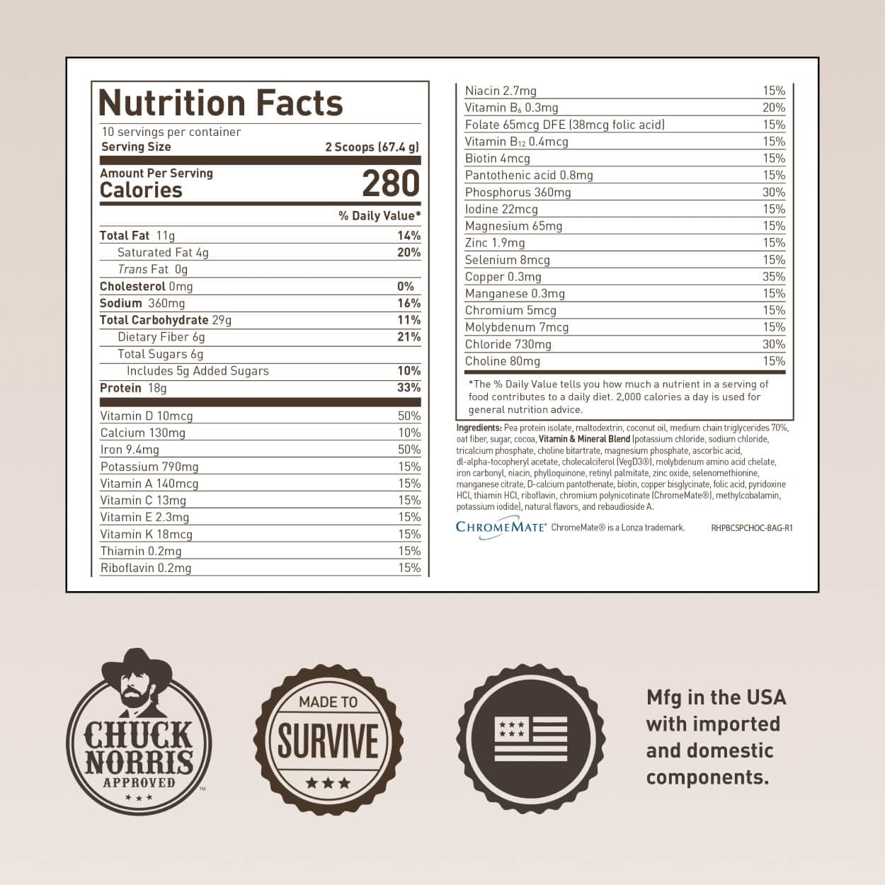 Basecamp Complete Nutrition Shake: Disaster Prepper Plant Based Formula for Emergencies, 18g of Protein & 28 Essential Vitamins