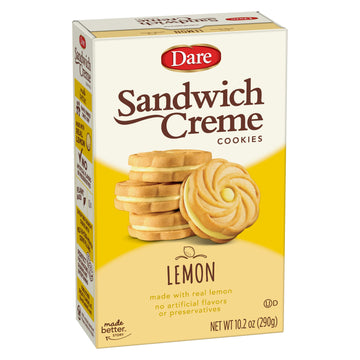 Dare Lemon crAme cookies ??Made Fresh with Real Lemon Filling and No Artificial Flavors, Peanut Free ??102 Ounces (Pack of 12)