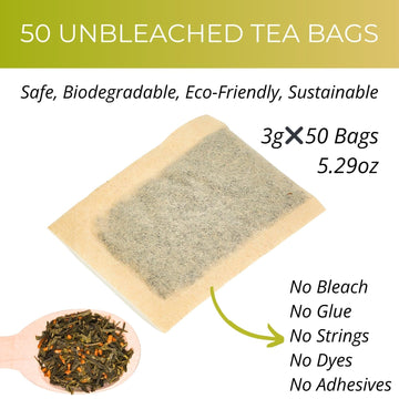 5.29Oz Organic Genmaicha Green Tea With Roasted Rice, 50 Count, Unbleached, Eco-Conscious Genmaicha Tea Bags, Vitalforest Roaste