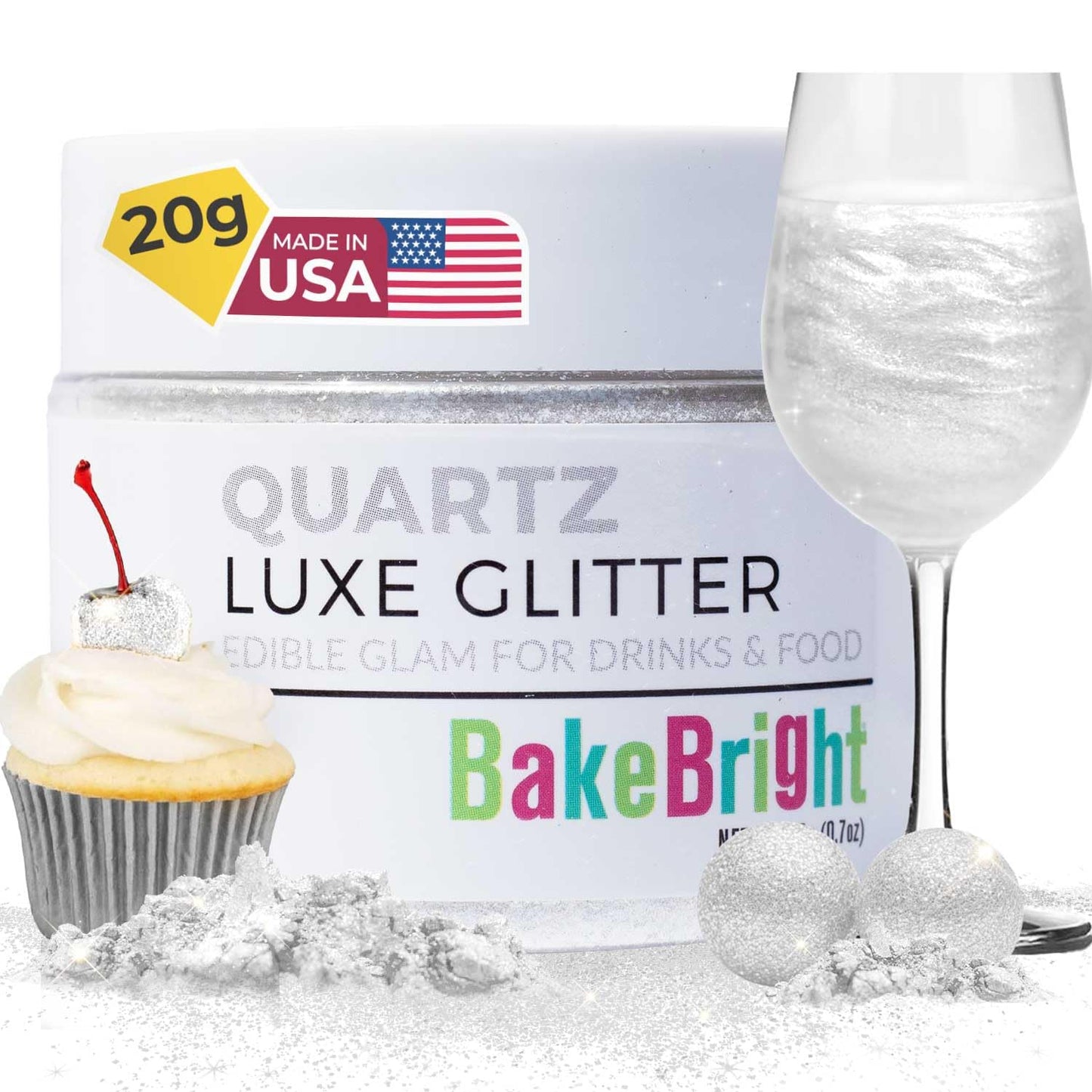 Bulk (20G) White Edible Glitter For Drinks | Top-Grade Edible Glitter For Cakes Drink Brew Glitter - White Edible Glitter Red Cake Decorations Edible White Glitter For Strawberries Mixed Flavor Glitter