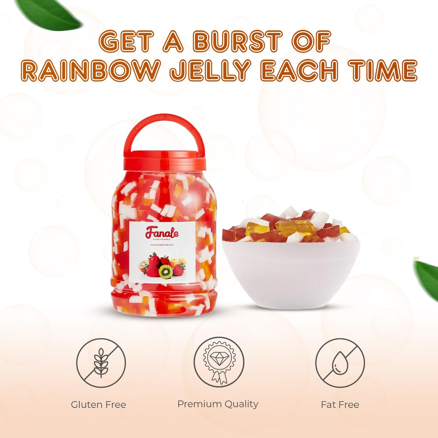 Fanale Coconut Jelly Topping Nata De Coco For Bubble Tea 8.3 Lb | Rainbow Jelly | For Boba Tea, Smoothies, Slushes, Desserts | 8