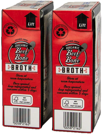 Trader Joes Organic Beef Bone Broth 17Fl Oz 503Ml (Two Boxes)