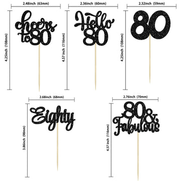 30Pcs Happy 80Th Birthday Cupcake Toppers Eighty Cheers To 80 Years Old Birthday Cupcake Picks For Happy 80Th Birthday Anniversa