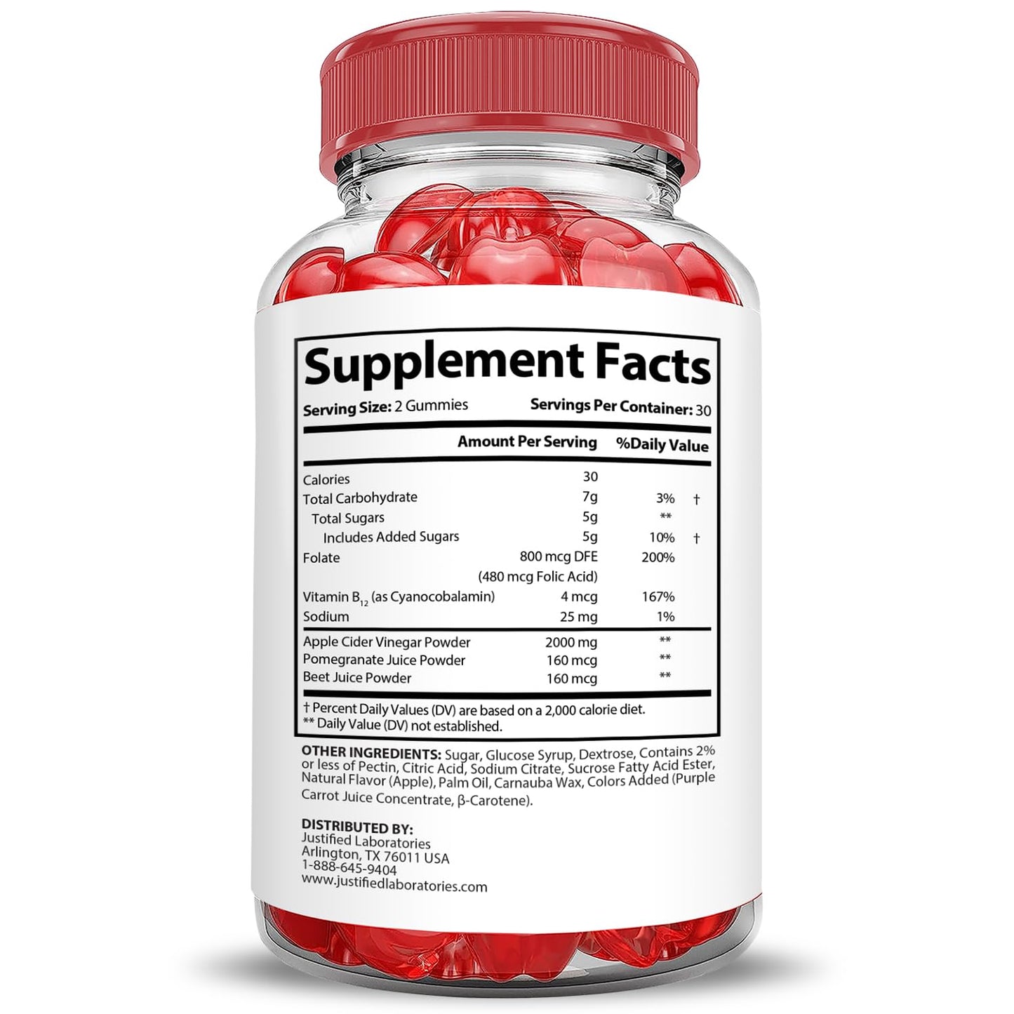Justified Laboratories Trim Tummy Keto ACV Gummies, 2000MG, 60 Count (Pack of 3) Vegan Non-GMO