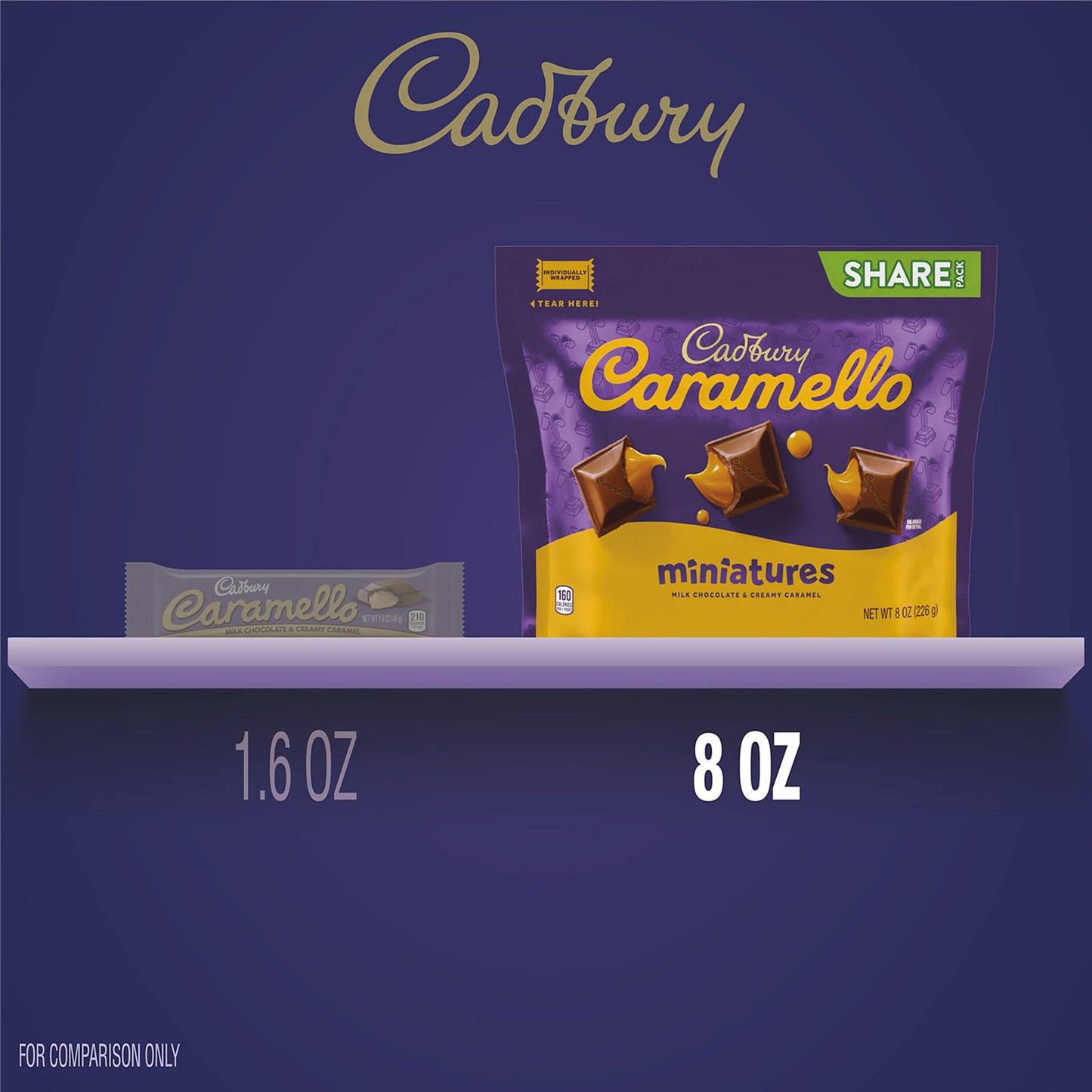 CADBURY CARAMELLO Miniatures Milk Chocolate Caramel Candy Share Pack 8 oz