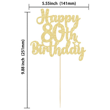 Gyufise 1Pc Happy 80Th Birthday Cake Topper Glitter Cheers To 80 Years Old Birthday Cake Pick For Happy 80Th Birthday Anniversar