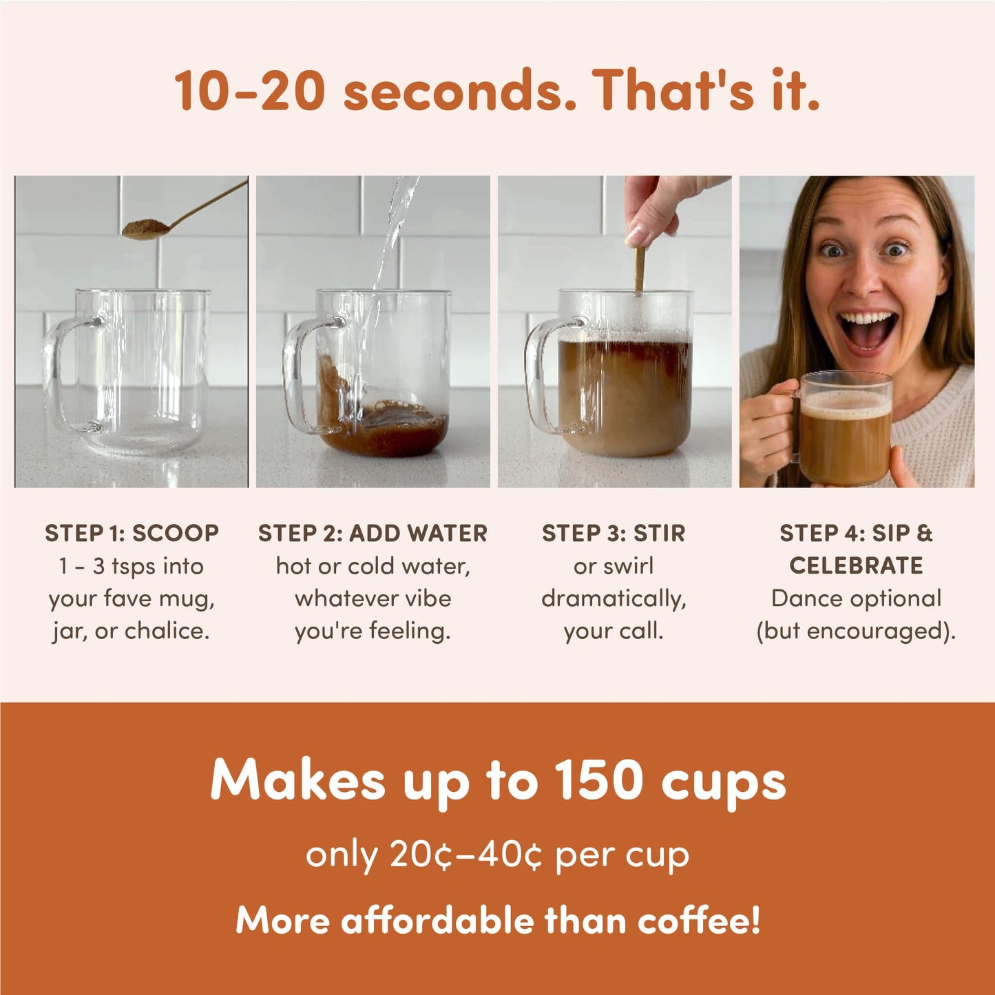 Nummy Creations Caramel Instant Coffee Alternative, Caffeine-Free, 10.6oz