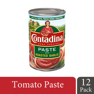 Contadina Tomato Paste With Roasted Garlic, 12 Pack, 6 Oz Can,Red