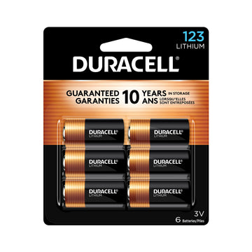 Duracell Cr123A 3V Lithium Battery, 6 Count Pack, 123 3 Volt High Power Lithium Battery, Long-Lasting For Home Safety And Securi