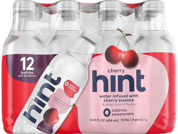 Hint Water Cherry, Pure Water Infused with Cherry, Zero Sugar, Zero Calories, Zero Sweeteners, Zero Preservatives, Zero Artifici