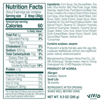 Vivid Kitchen Bulgogi Sauce - Korean Fusion Marinade & Dipping Sauce - 8.6 Oz Bottle - Authentic Sweet & Savory Flavor - No Msg