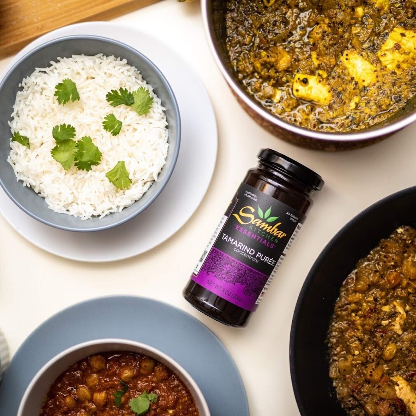 Sambar Kitchen | (3 Pack) Tamarind Puree Concentrate. Vegetarian + Vegan. Authentic Southern Indian Cuisine. (8 Oz)
