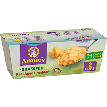 Annie'S Organic Grassfed Microwavable Macaroni And Cheese, Real Aged Cheddar, 2 Cups, 4.02 Oz