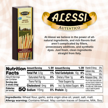 7 Seas Alessi Bread Sticks Garlic, 4.4 oz