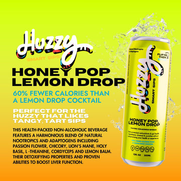 Huzzy Smart Sips Non- ic Functional Cocktails - Low Calorie, Low Carb, 4 Pack