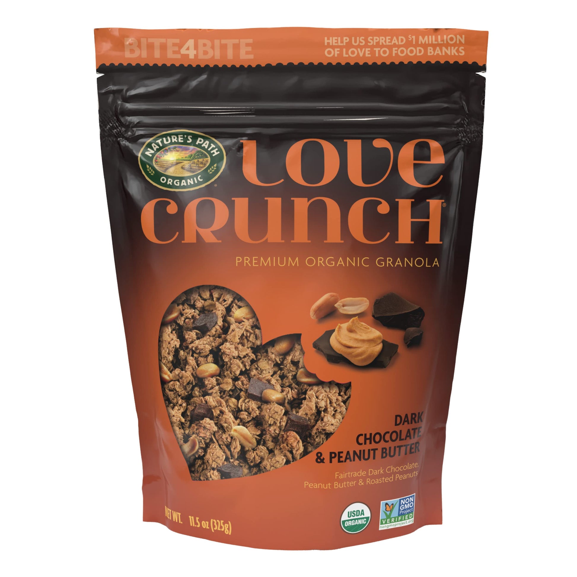 Love Crunch Organic Dark Chocolate And Peanut Butter Granola, Non-Gmo, Fair Trade, By Nature'S Path, 11.5 Ounce (Pack Of 6)