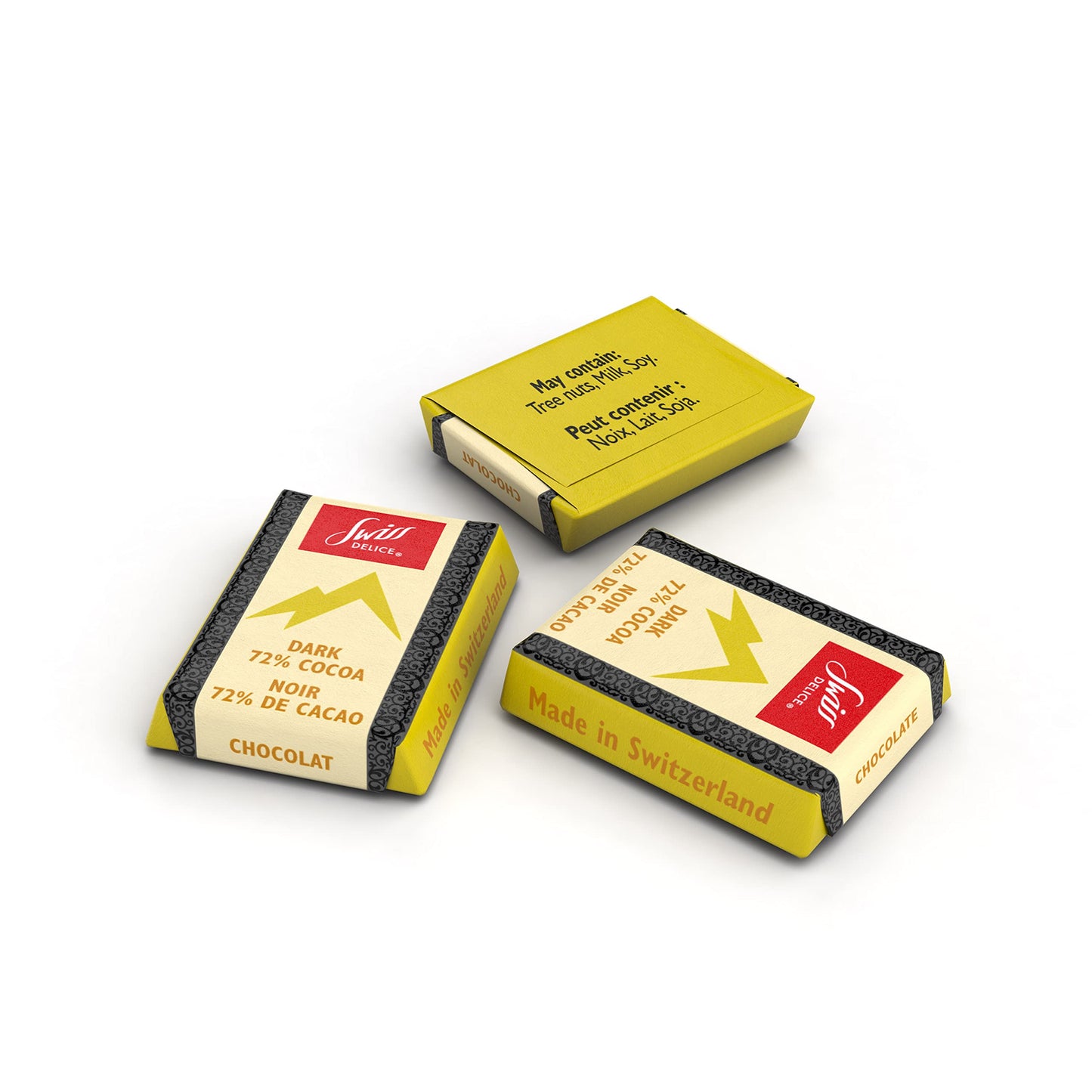 Swiss Delice Dark Chocolate Squares, 72% Cocoa, Individually Wrapped, 2.8 lb Bulk (1300g) - Premium Swiss Chocolates