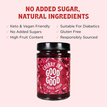 Good Good Cherry Jelly - 12 Oz / 330 G - Keto Friendly No Added Sugar Cherry Jam - Keto - Vegan - Gluten Free - Diabetic - 12 Ounce (Pack Of 2)