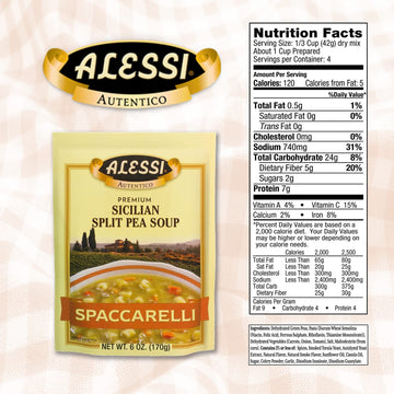 Alessi Autentico Premium Soups, Traditional Flavors, 6Oz (Sicilian Split Pea, Pack Of 6)