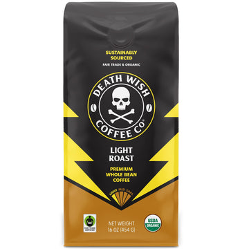 Death Wish Coffee, Light Roast Whole Bean Coffee, 16 Ounce