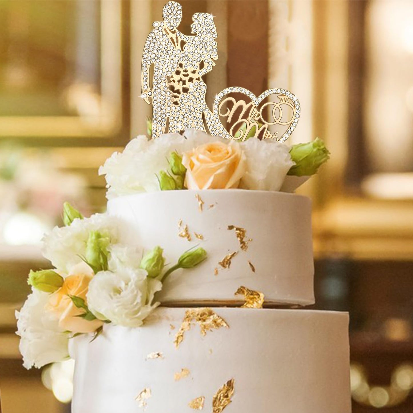 Jaciya Wedding Cake Topper Rhinestone Metal Mr And Mrs Cake Topper Wedding Bride And Groom Bridal Shower Cake Decorations