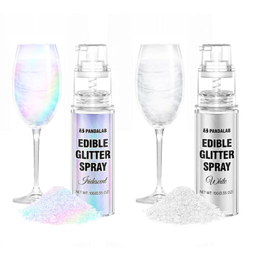 Pandalab Edible Glitter Spray - Iridescent White Luster Dust for Drinks & Desserts, 0.35oz/10g