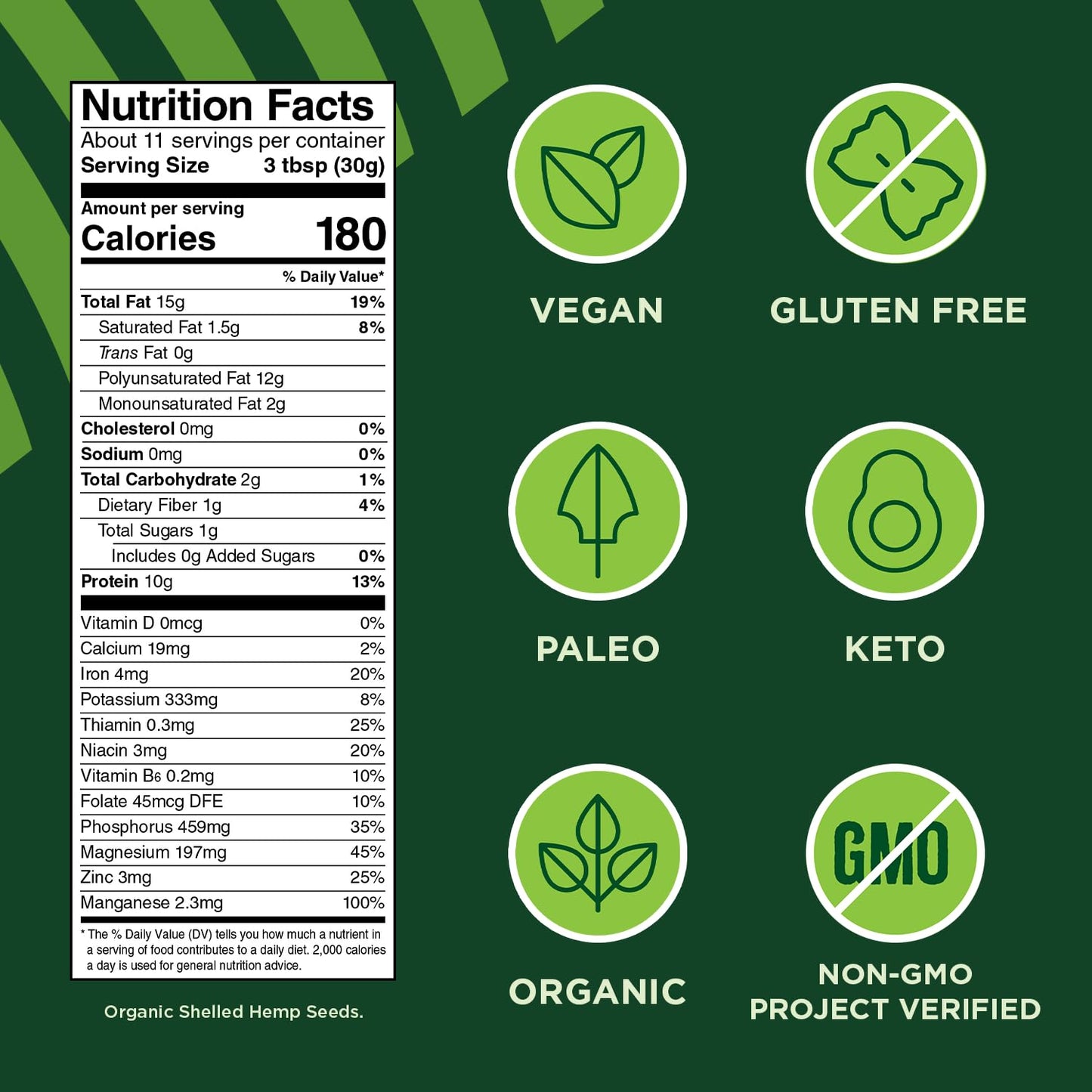 Manitoba Harvest Regenerative Organic Hemp Hearts, Kosher, Paleo Friendly, USDA Certified Organic, Gluten Free & Non-GMO, 12 Oun