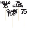 Gyufise 24Pcs Black Glitter 75Th Birthday Cupcake Toppers Hello 75 Seventy Five 75 Cake Toppers 75 Fabulous Cupcake Picks For 75