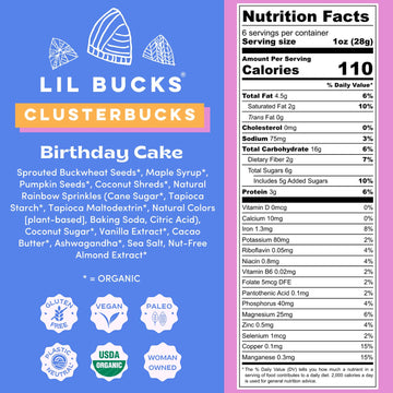 Lil Bucks Clusterbucks Grain-Free Superfood Clusters Made With Sprouted Buckwheat And Adaptogens, Gluten Free Snack (6 Ounce (Pa