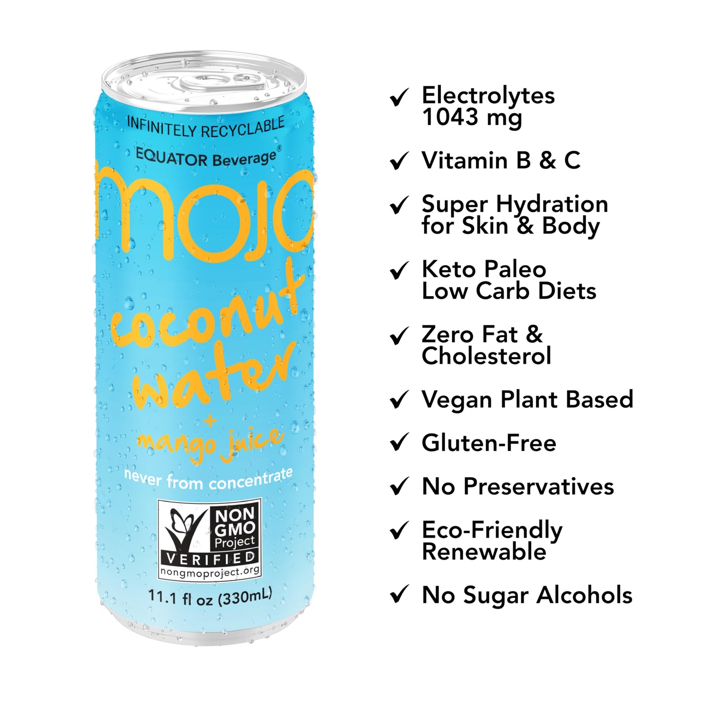 Mojo Coconut Water + Mango Juice | Hydration Drink & Sports Drink | Electrolytes Beverage 1043 Mg | Vitamin B & C | Hydration Dr