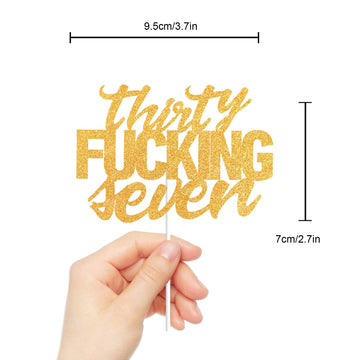 LINGBOOM Gold Glitter Cake Toppers for 37th Birthday Party Decorations, Size 37