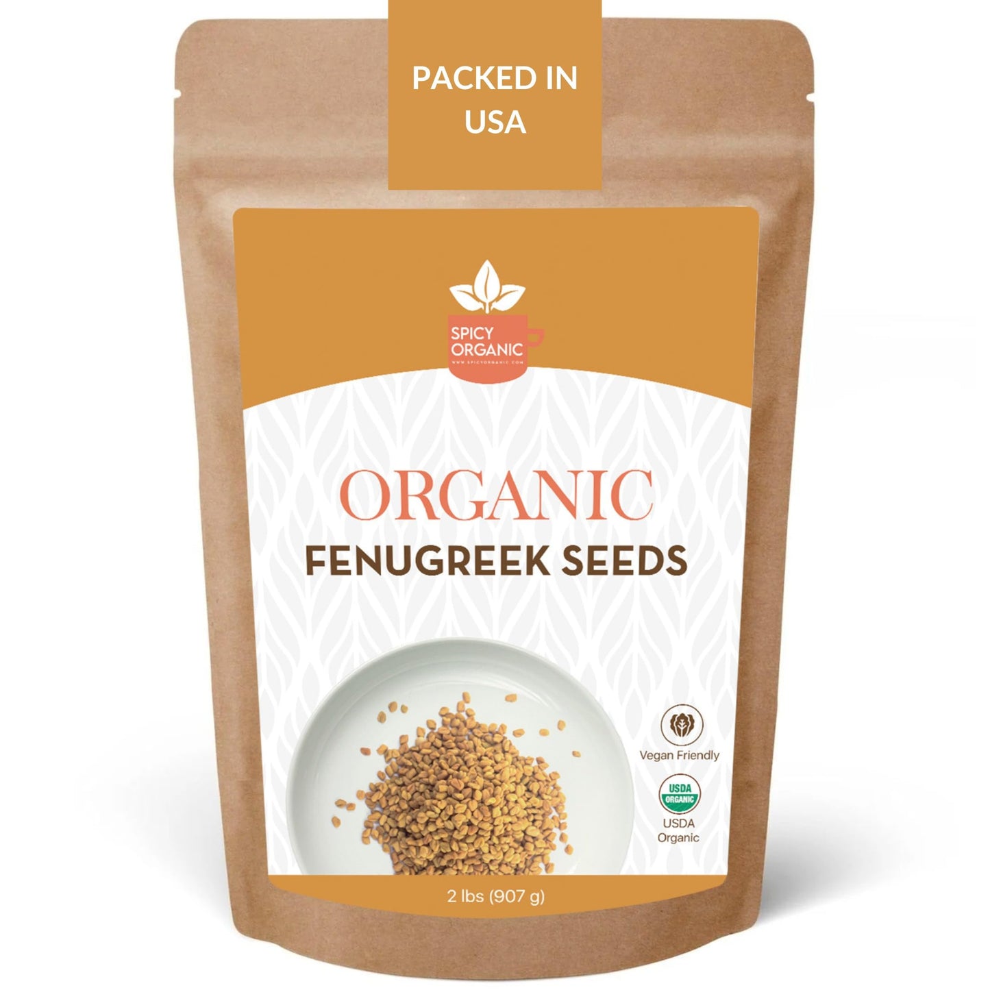 SPICY ORGANIC Fenugreek Seeds 2 lbs. - Whole Methi Seeds for Tea, Hair Care, and Indian Spice Cooking - USDA Certified Organic,