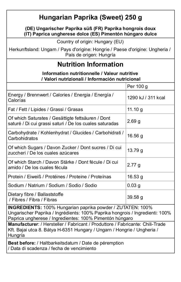 Hungarian Sweet Paprika From Kalocsa, Hungary (8.8 Ounce (250G))