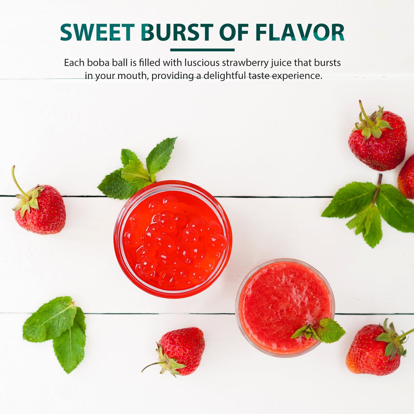 Soeos Strawberry Popping Boba Pearls 6.6 Pounds, Bursting Boba Pearls for Bubble Tea, Beverages, Shakes, Desserts, Smoothie and