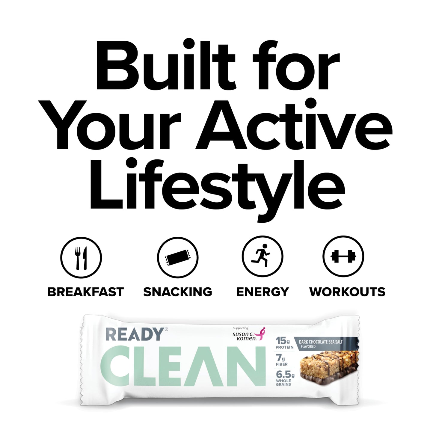 Ready® Protein Bars – High-Protein Snack With 15G Whey Protein, With Flaxseeds And Omega-3S For Sustained Energy, Supports Lean Muscle And Recovery, No Artificial Sweeteners – Dark Chocolate Sea Salt, 12-Pack