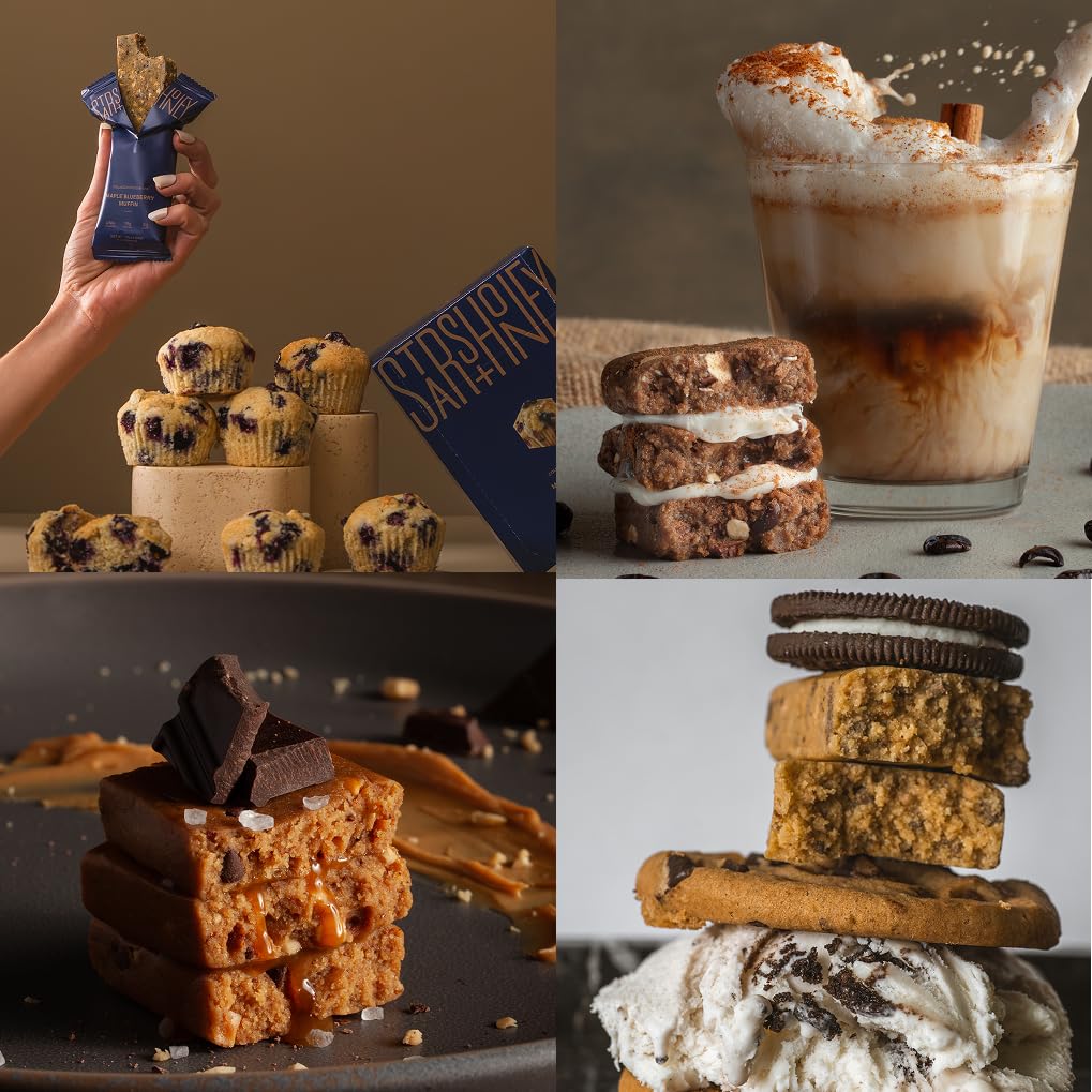 Stars + Honey Protein Bars- Flavor Variety,15g Protein, 2g Sugar, w/ Collagen Keto Friendly Snack - Gluten, Dairy, & Soy Free -