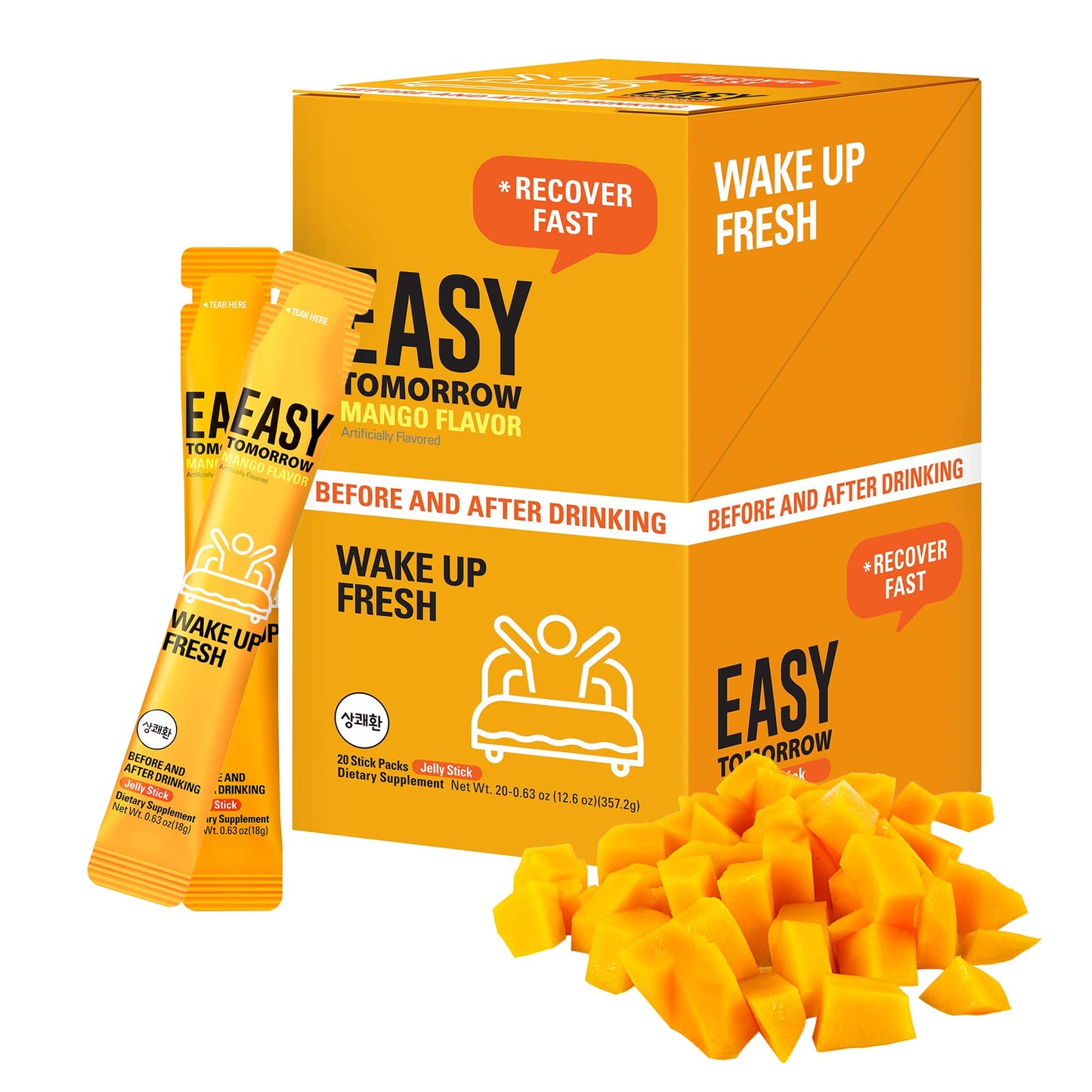 Q.one Easy Tomorrow Jelly Stick, Mango Flavor, 20 Sticks, 0.32 Ounce, Yellow