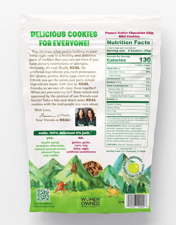 REAL Peanut Butter Chocolate Chip Mini Cookie Poppers - Gluten Free, Vegan, Dairy Free - 4.5 oz, 3 Pack, Brown
