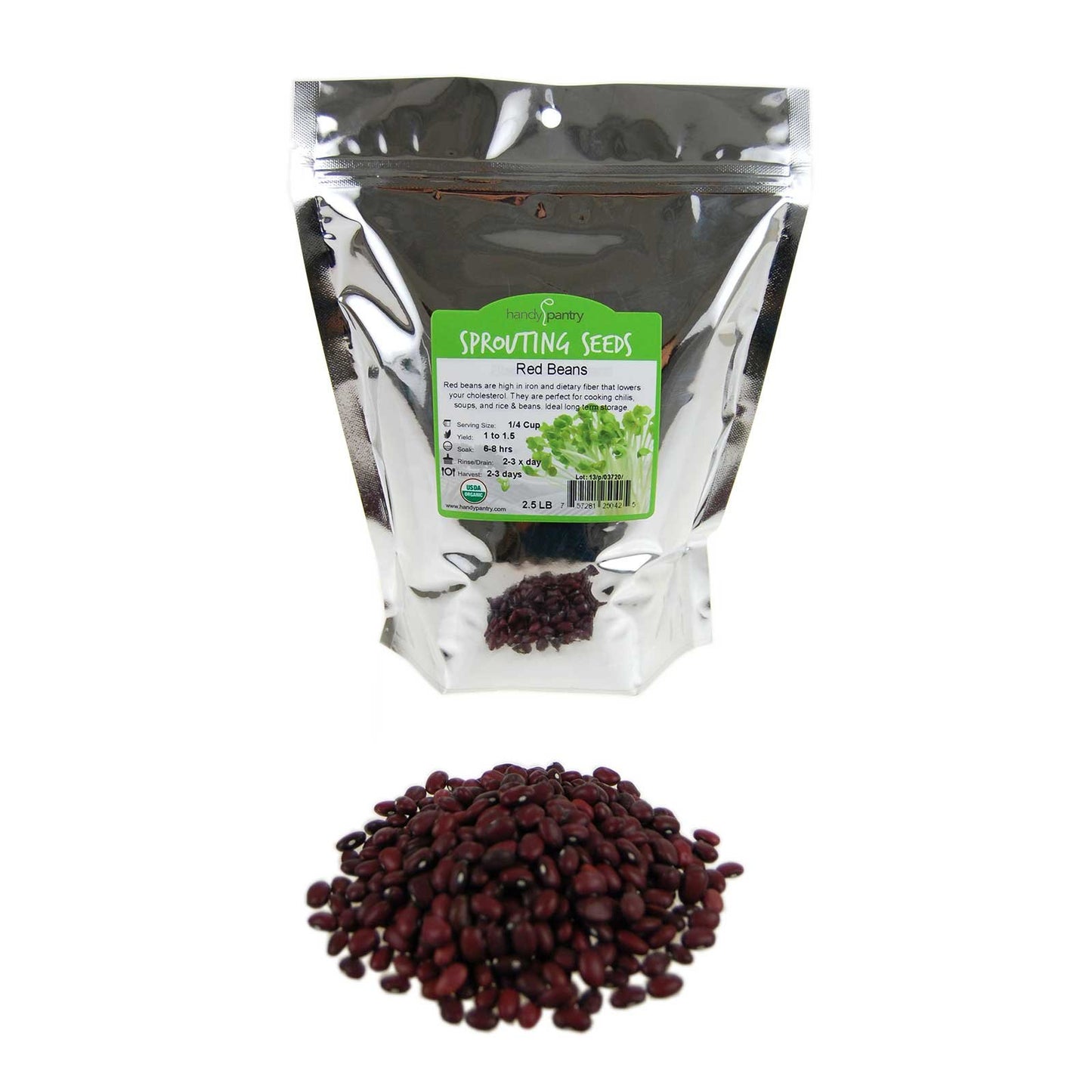 Organic Red Chili Beans - 2.5 Lbs Re-Sealable Bag- Red Bean for Cooking, Soups, Chili, Food Storage & More.