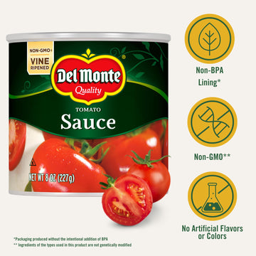 Del Monte Canned Tomato Sauce, 8 Oz (Pack Of 24 Cans)