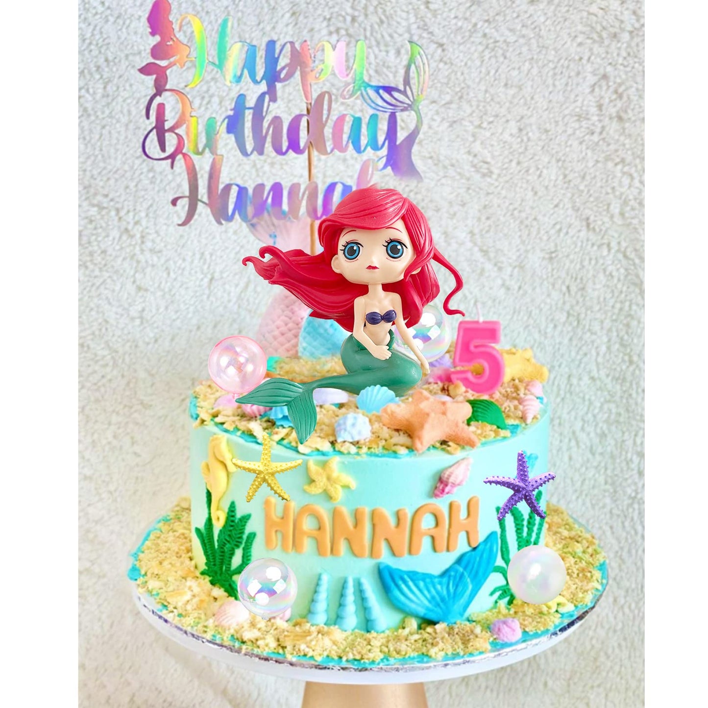 16 Pcs Mermaid Cake Toppers For Mermaid Under The Sea Themed Birthday Wedding Baby Shower Party Decorations Supplies