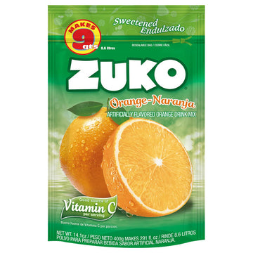 Zuko Orange Instant Powder Drink | Family Pack | No Sugar Needed | Vitamin C | 14.1 Ounce (Pack of 6)