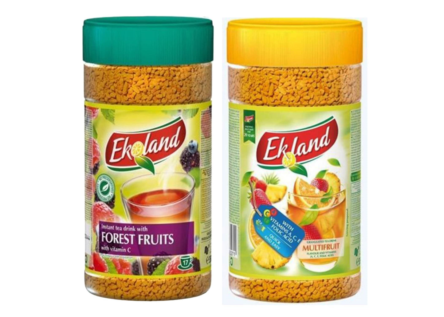 EKOLAND INSTANT GRANULATED TEA FOREST & MULTIVITAMIN/MULTIFRUIT , ICED TEA MIX 350G(12oz) 2PACK