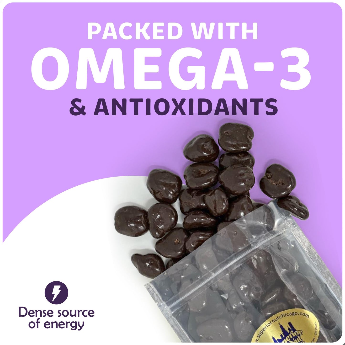 Superior Nut Chicago Dark Chocolate Covered Walnuts - Gourmet Crunchy Walnuts, 64% Dark Chocolate - Rich Omega-3S & Antioxidants