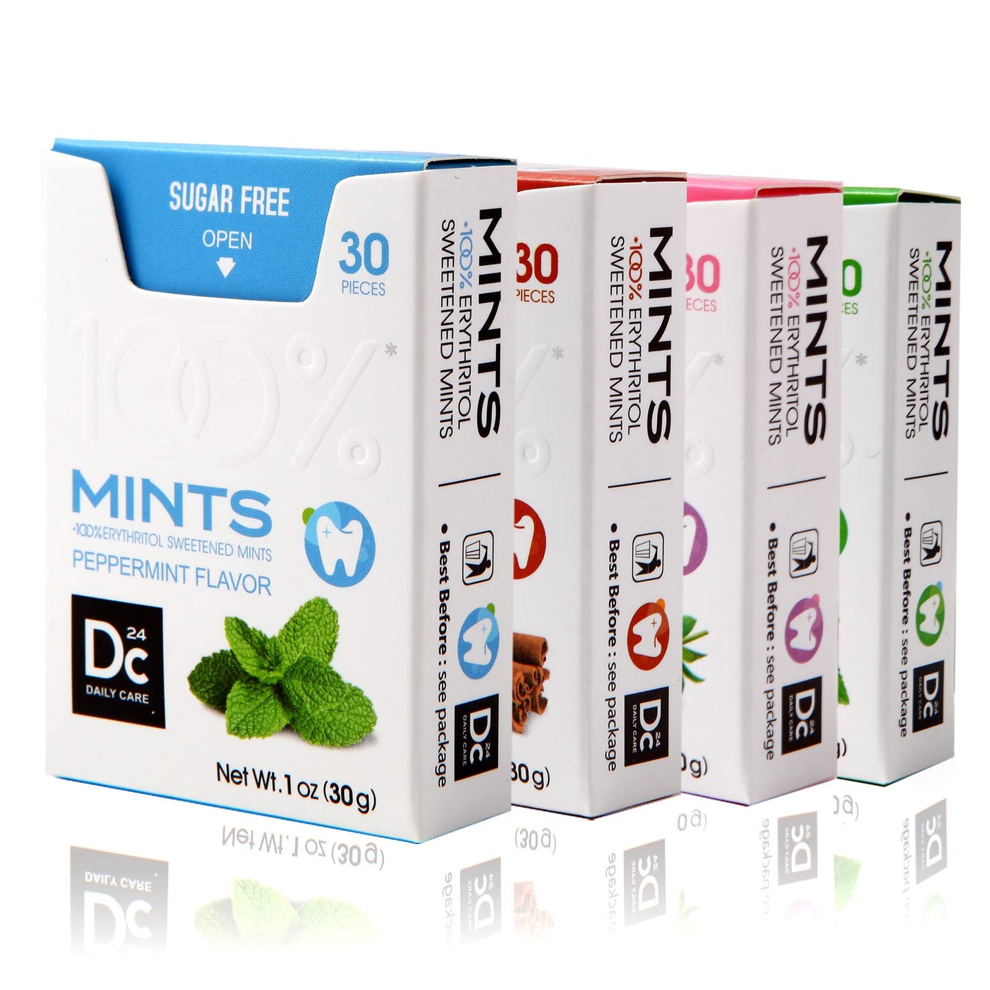 DC24 DAILY CARE 0-Calorie Breath Mints,100% Erythritol, Sugar Free for Dry Mouth, Gluten Free, Assorted Flavor, 30 Count, Pack o