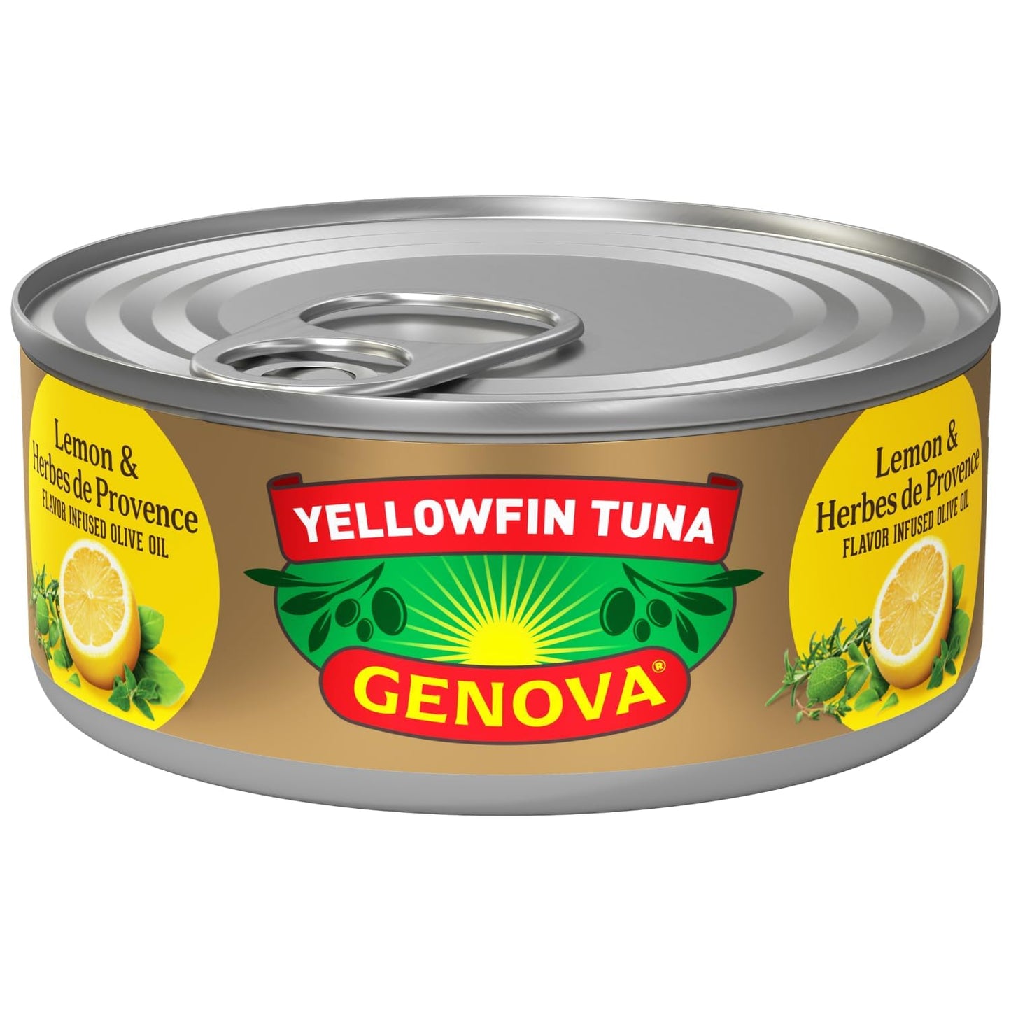 Genova Premium Yellowfin Tuna In Lemon And Herbes De Provence Infused Olive Oil, 5 Ounce Cans (Pack Of 12), Solid Light