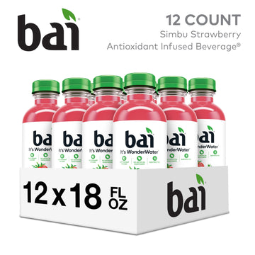 Bai Antioxidant Infused Water Beverage, Simbu Strawberry, 18 Fluid Ounce Bottle, Pack Of 12