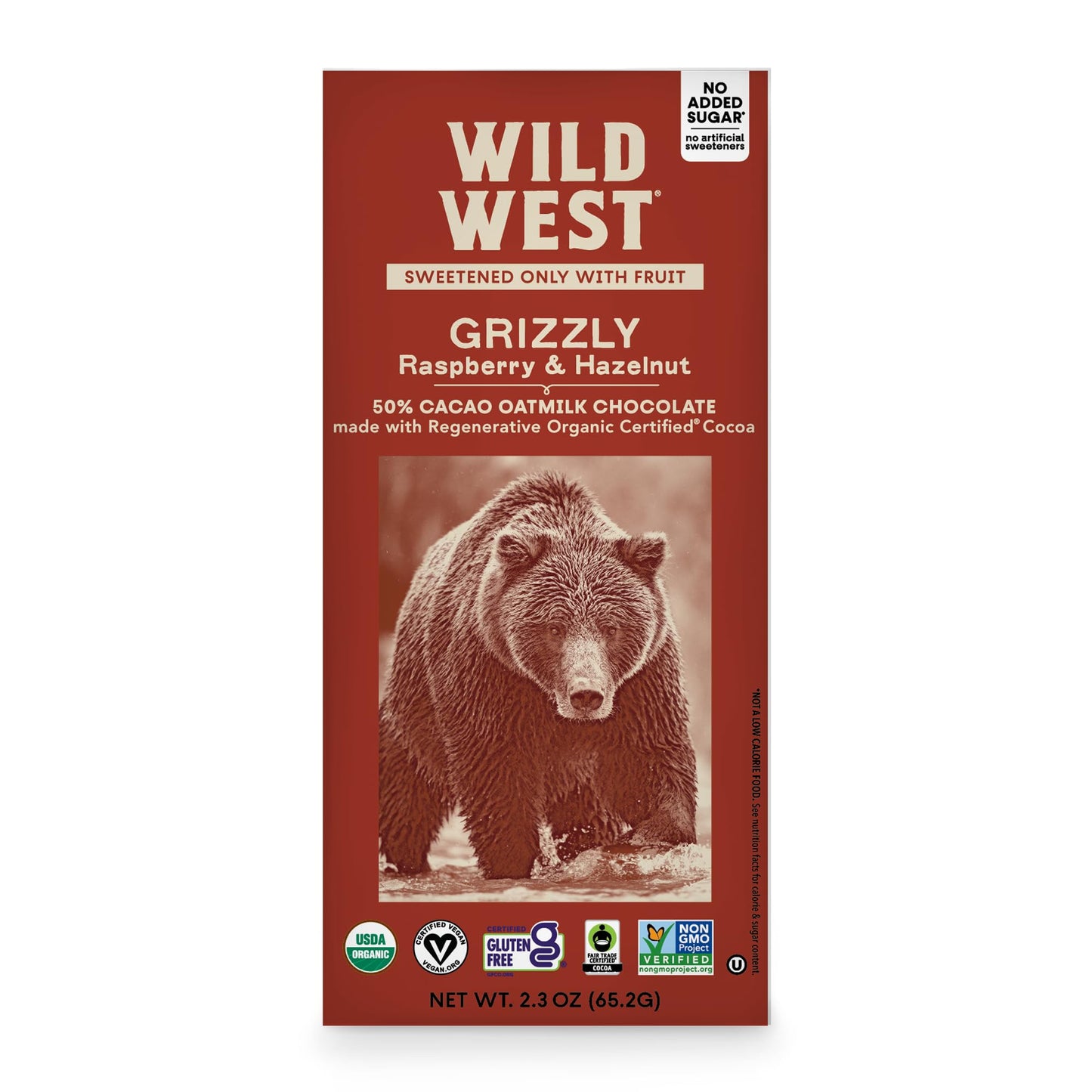Wild West Chocolate Grizzly 50% Cacao Oatmilk Chocolate With Raspberry & Hazelnut 1 Count 2.3Oz Each