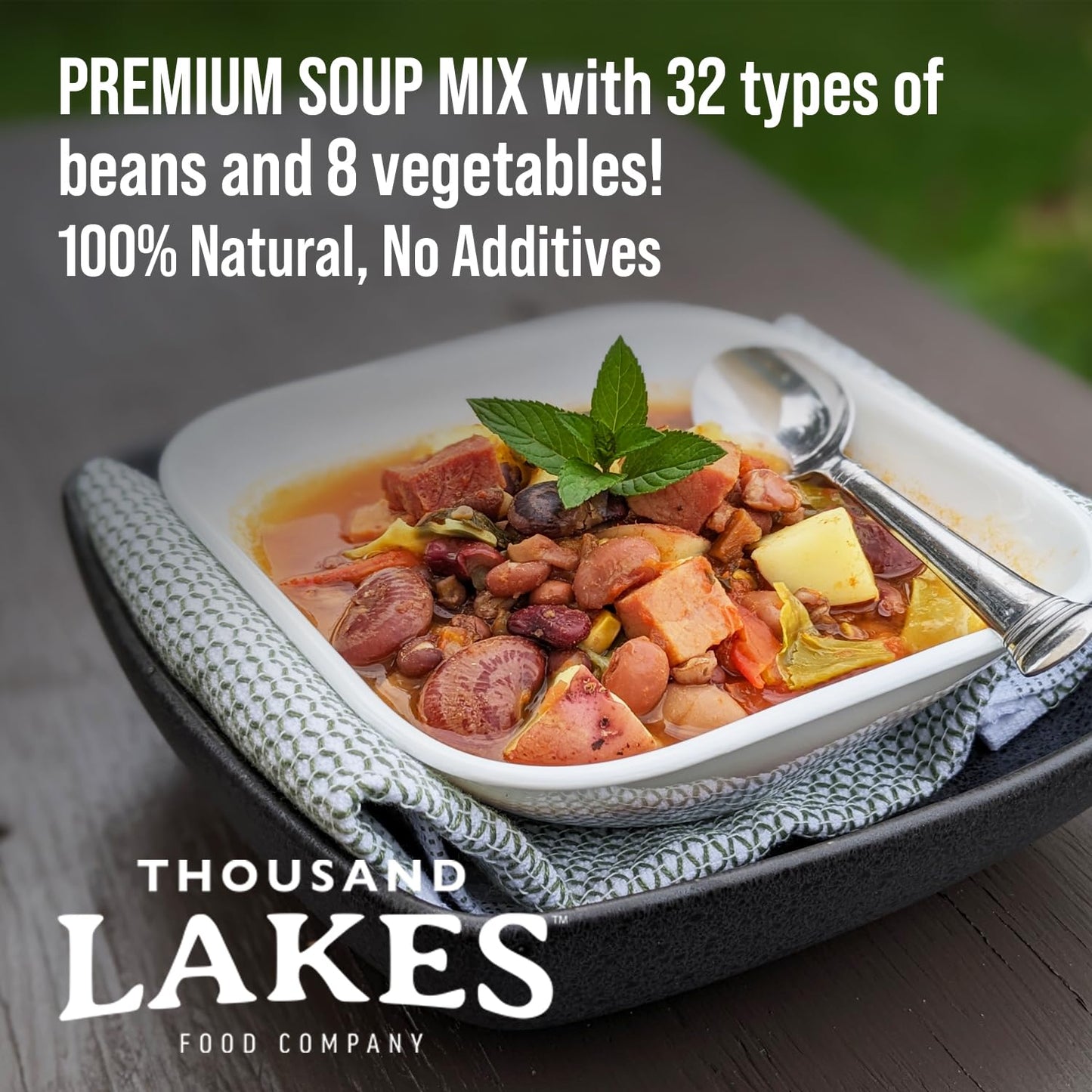 Thousand Lakes 32 Bean And 8 Vegetable Dry Soup Mix - Bulk - 5 Pounds | Low Sodium | No Fat | High Fiber | 100+ Servings | Vegan