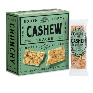 South 40 Snacks Crunchy Cashew Bar Just 4 Ingredients Touch of Honey (40g Bar Pack of 12)